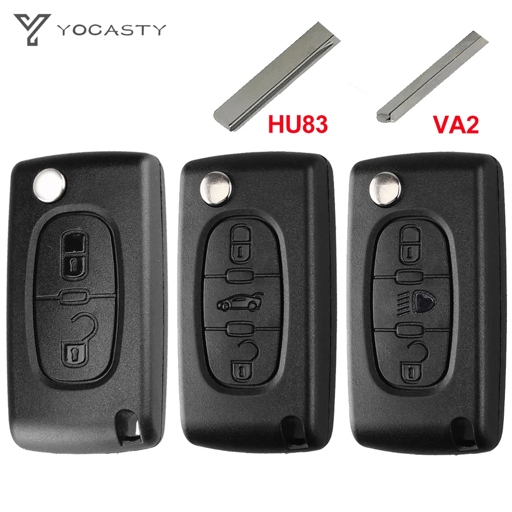 YOCASTY-Coque de clé de voiture à distance, étui à rabat, cristaux, C2 C3 C4 C5 C6, Xsara Berlingo, KIT 207 307 308 407 607 807, HU83 VA2