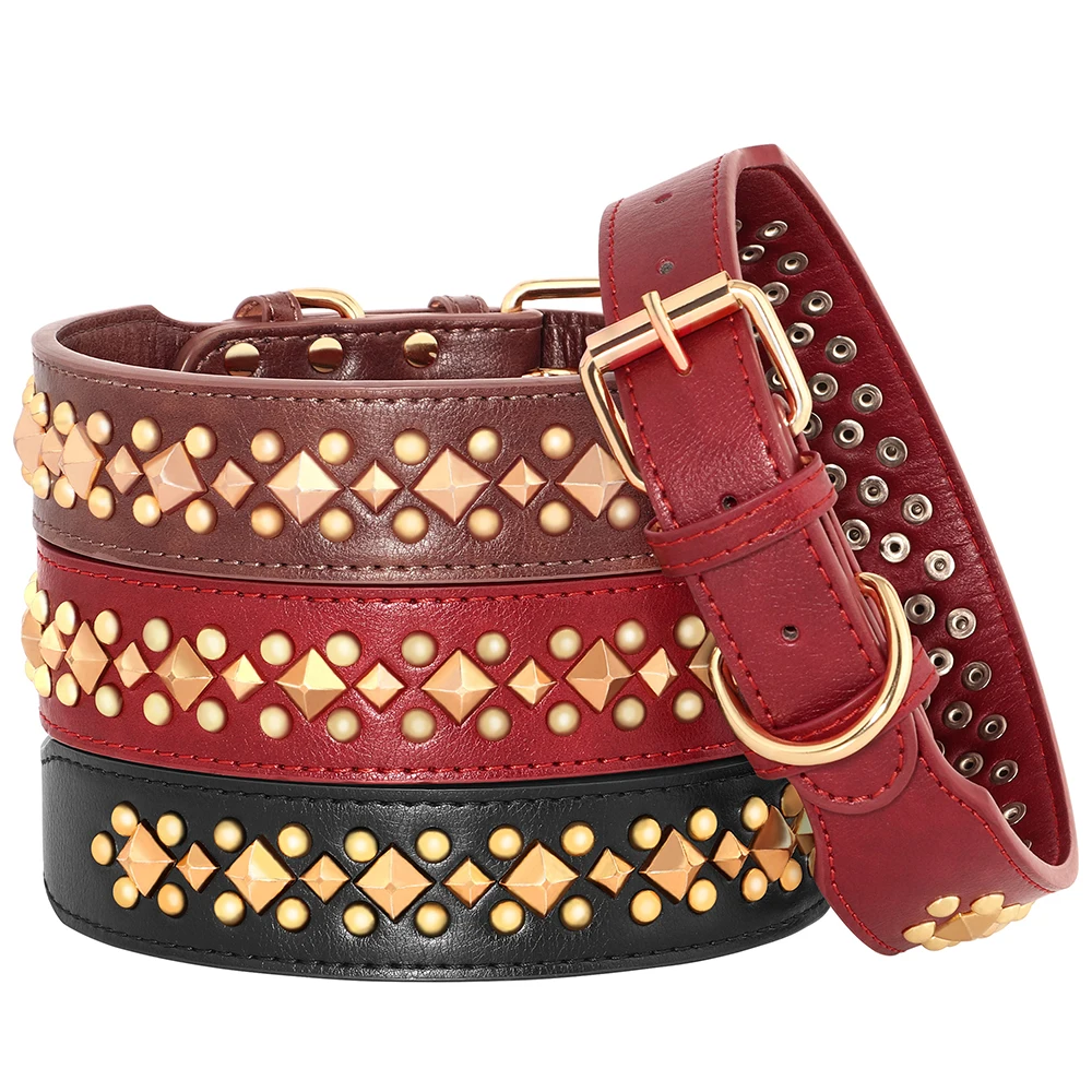 Cool Spiked Studded Leather Dog Collars Adjustable Pitbull Bulldog Big Dog Collar For Small Medium Large Dogs Boxer Labrador