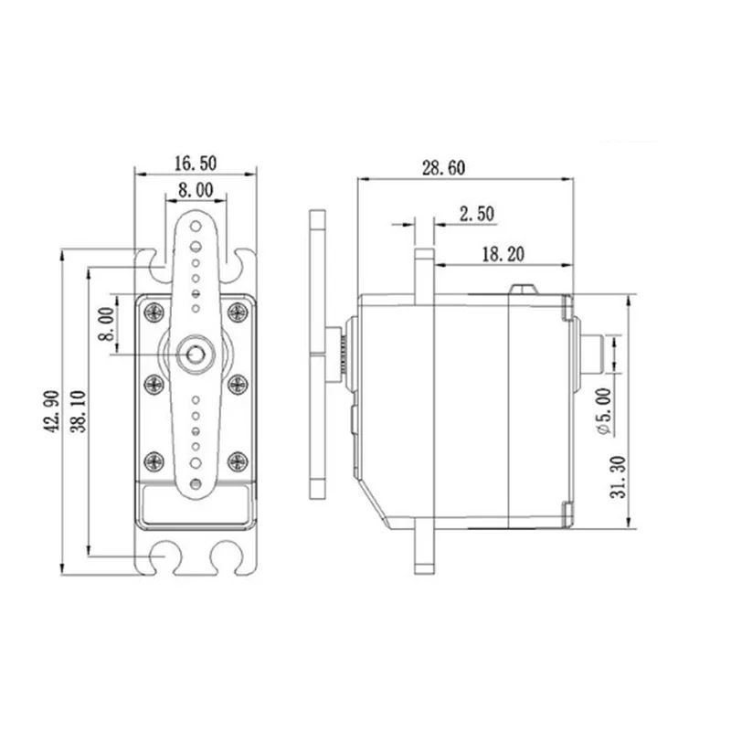 스프링 RC SR311 하이 토크 로봇 서보, 금속 기어 이중 베어링 포함, 3.8kg