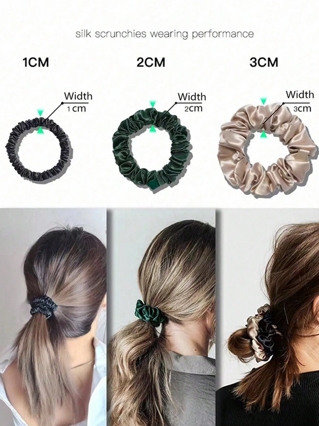 2PCS 100% Mulberry Silk Scrunchies Women Grils Hair Ties for Hair Sleep No Damage Hairband Curly Hair Elastics Ponytail Holder