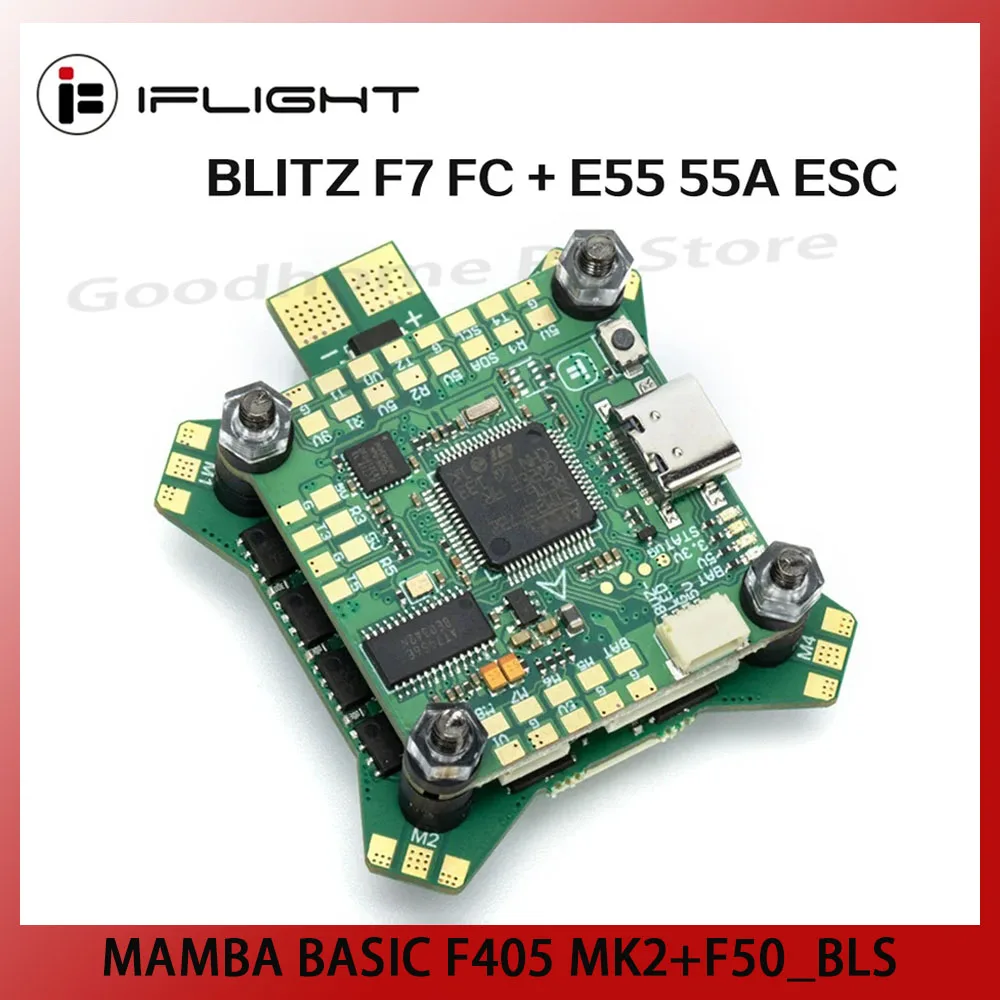 

IFlight BLITZ STM32 F722 F7 Flight Controller W/ BLITZ E55 55A 4-IN-1 ESC 2-6S DShot150/300/600/MultiShot/ OneShot for FPV Drone