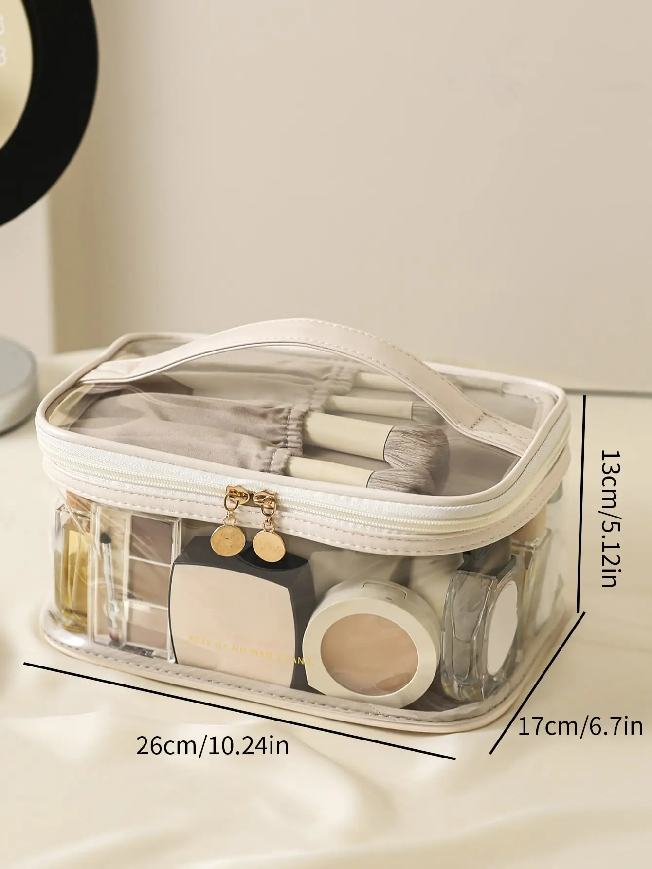 Ladies PU Cosmetic Bag, Travel Cosmetic Bag, Transparent Toiletry Bag, Skin Care Storage Box, Toiletry Storage Box