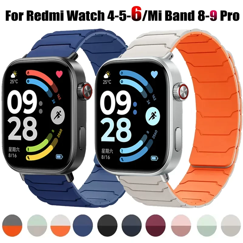 Silikonarmband für Redmi Watch 6/5/4 Magnetisches Sport-Armband Komfortabel Langlebig für Xiaomi Mi Band 10/9/8 Pro Correa Zubehör