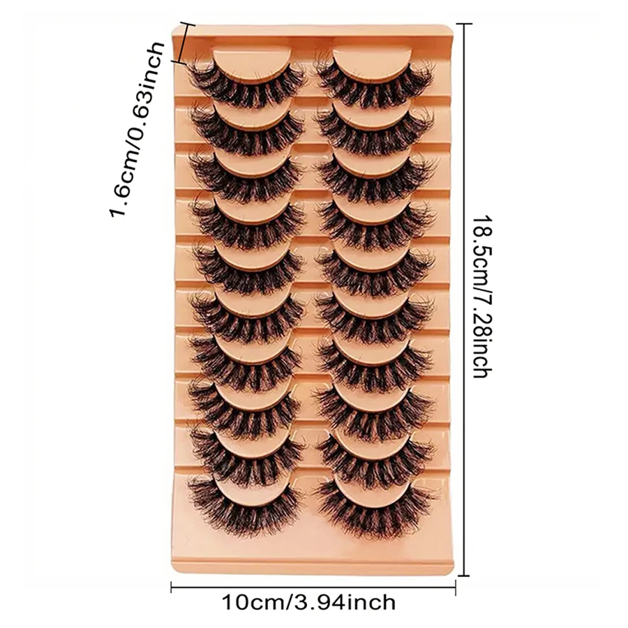 10 أزواج من الرموش المخططة اللافتة للنظر، رموش صناعية صناعية فائقة الرقة، رموش طويلة مجعدة وفوضوية ثلاثية الأبعاد