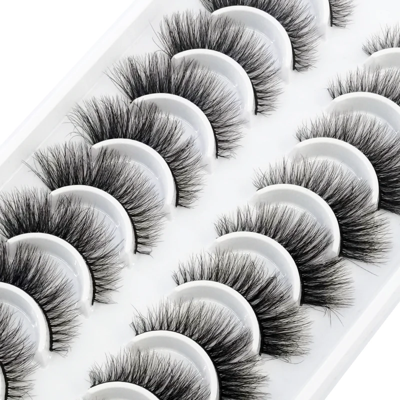 New 10Pairs 3D Faux Mink False Eyelashes Natural Messy Fake Eyelashes Crisscross Fluffy eye Lashes Extension Makeup Lashes Tools