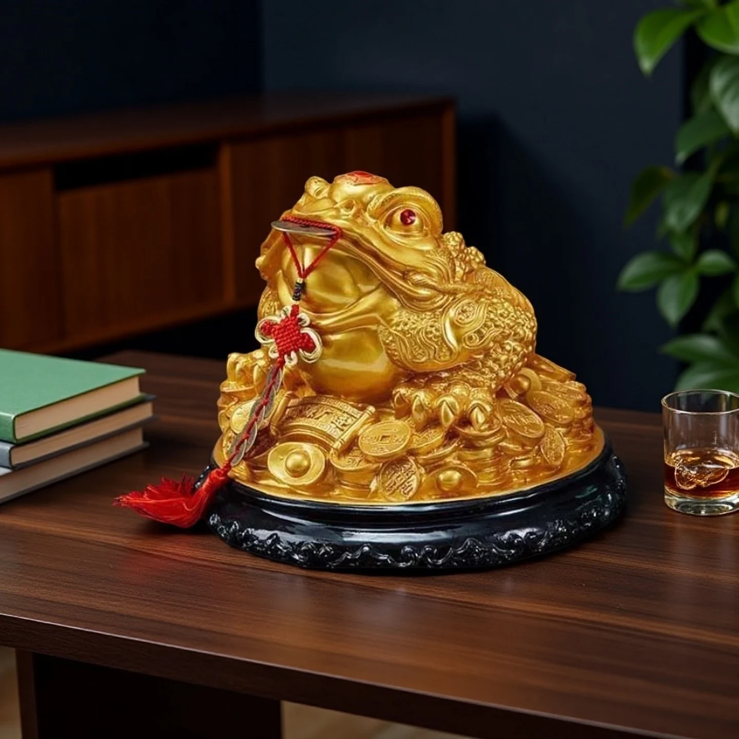 Créature à trois pattes de richesse quantique améliorée, or, décoration Feng Shui pour le vortex d'argent de la caisse enregistreuse et l'autel du succès exécutif
