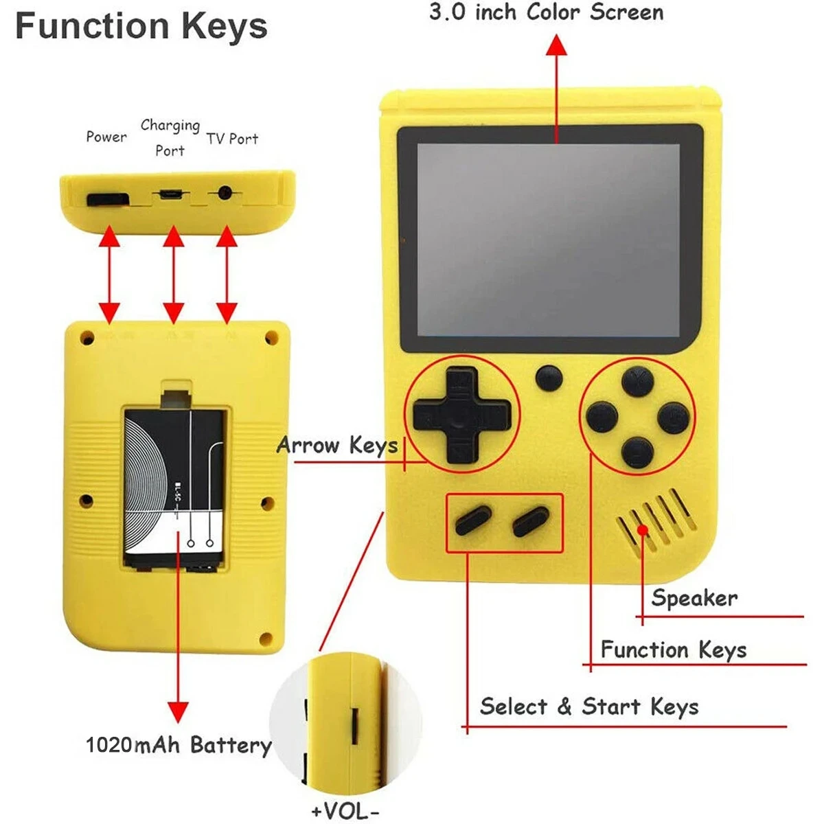 Mini Console de Videogame Portátil Retro, FC Jogador Portátil, 8 Bit, 3.0 \