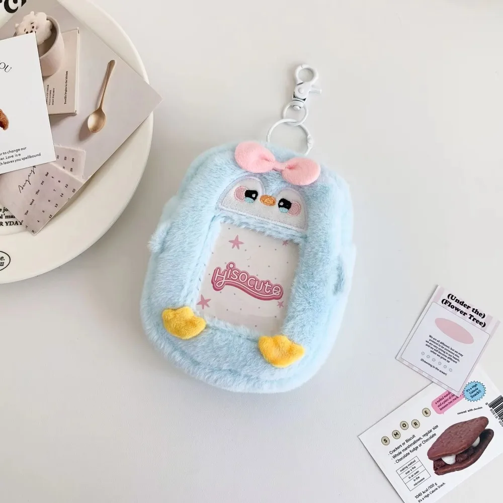 New 3 inch Kpop Photocard Holder Fluffy Animal Plush Coin Purse Multi-function Card Bank ID Card Protective Case Student