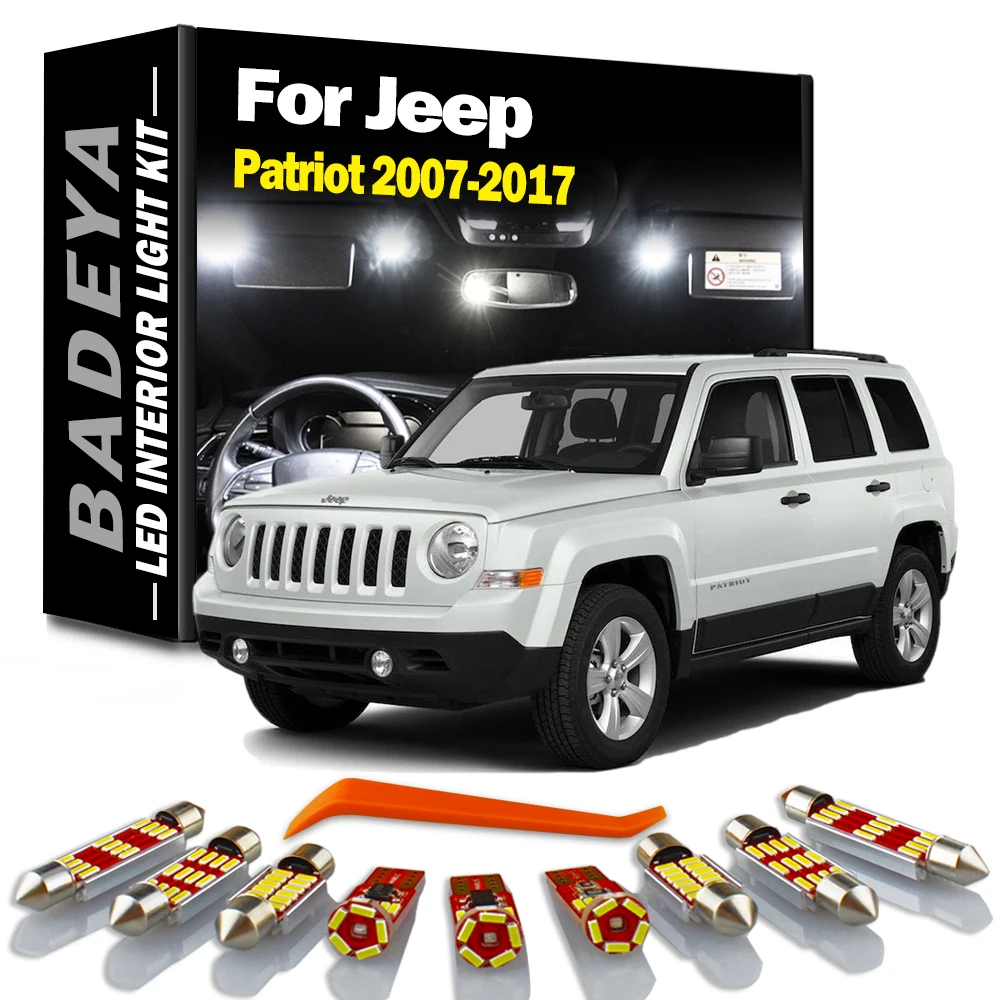 BADEYA 8Pcs LED Interior Light Kit For Jeep Patriot 2007 2008 2009 2010 2011 2012 2013 2014 2015 2016 2017 Accessories Car Bulbs