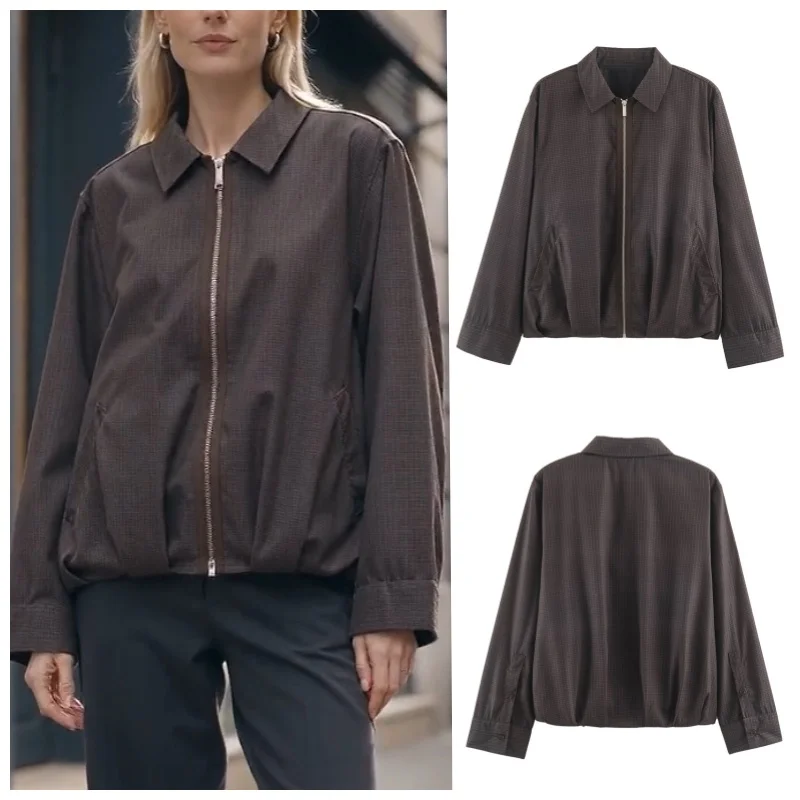 Guobioziy 2026 Women's New Plaid Pilot Jacket Coat Stylish and Versatile Elegant and Graceful Casual and Simple