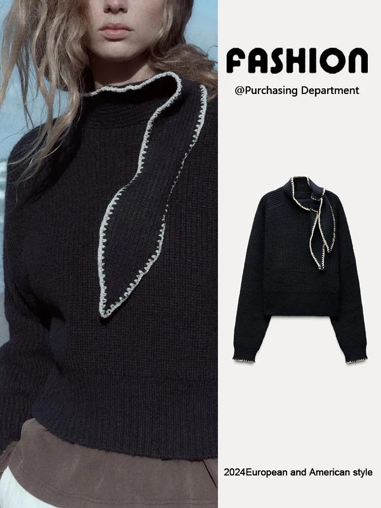 

Новое весеннее поступление, женский вязаный свитер с узлом, круглый свитер Ne, жилет, облегающий цвет для поездок на работу