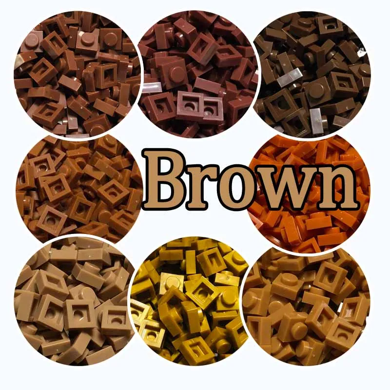 300PCS Brown Color Plate 1x1 3024 Building Block Part Brick for Kids Pixel Art Remix Painting QR Code Gift Children DIY Toys