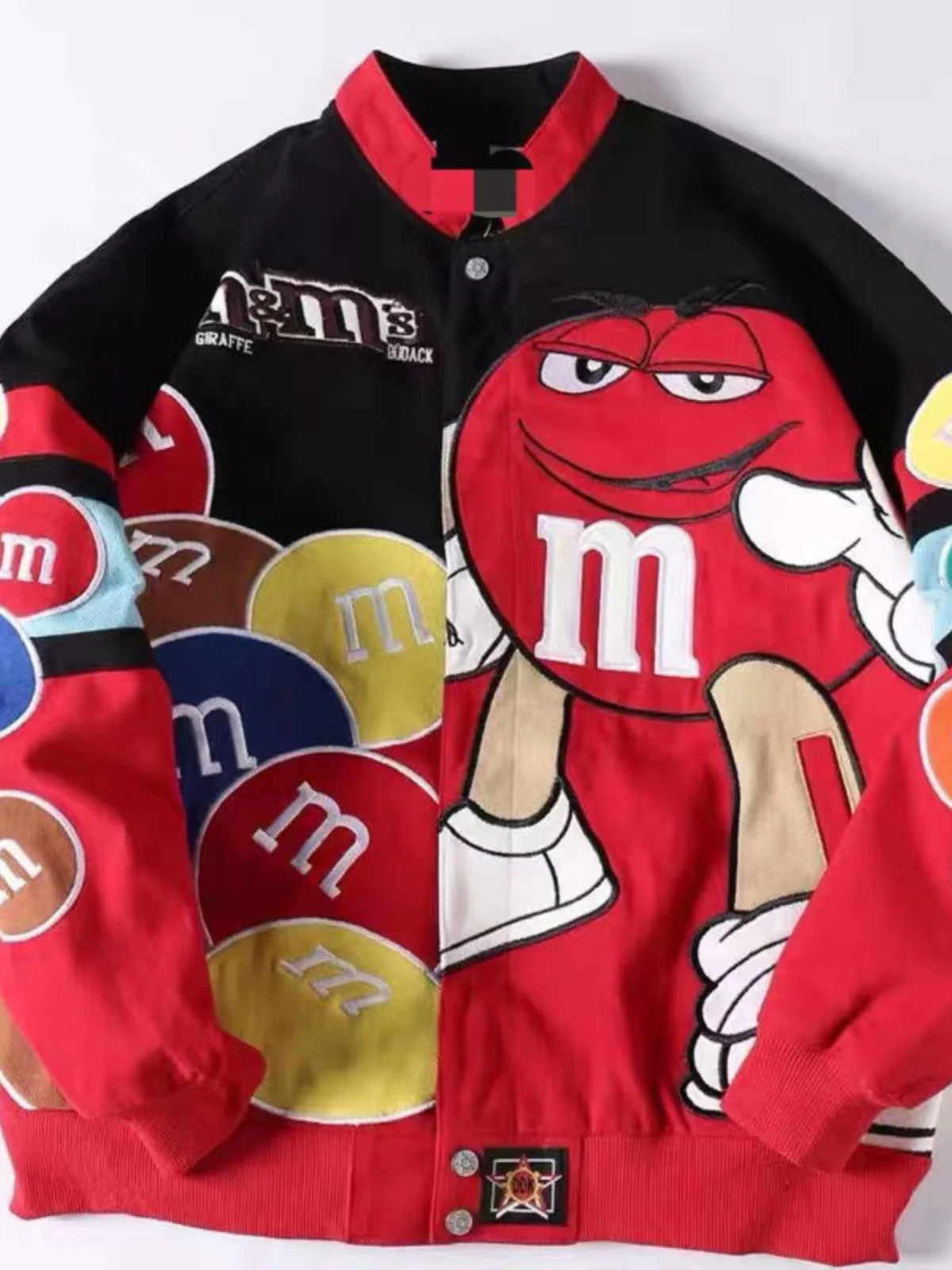 

Casual Hip Hop Embroidered Jaet Loose Fit Stand Collar Baseball Sle for Couples Autumn Spring Streetwear Outerwear