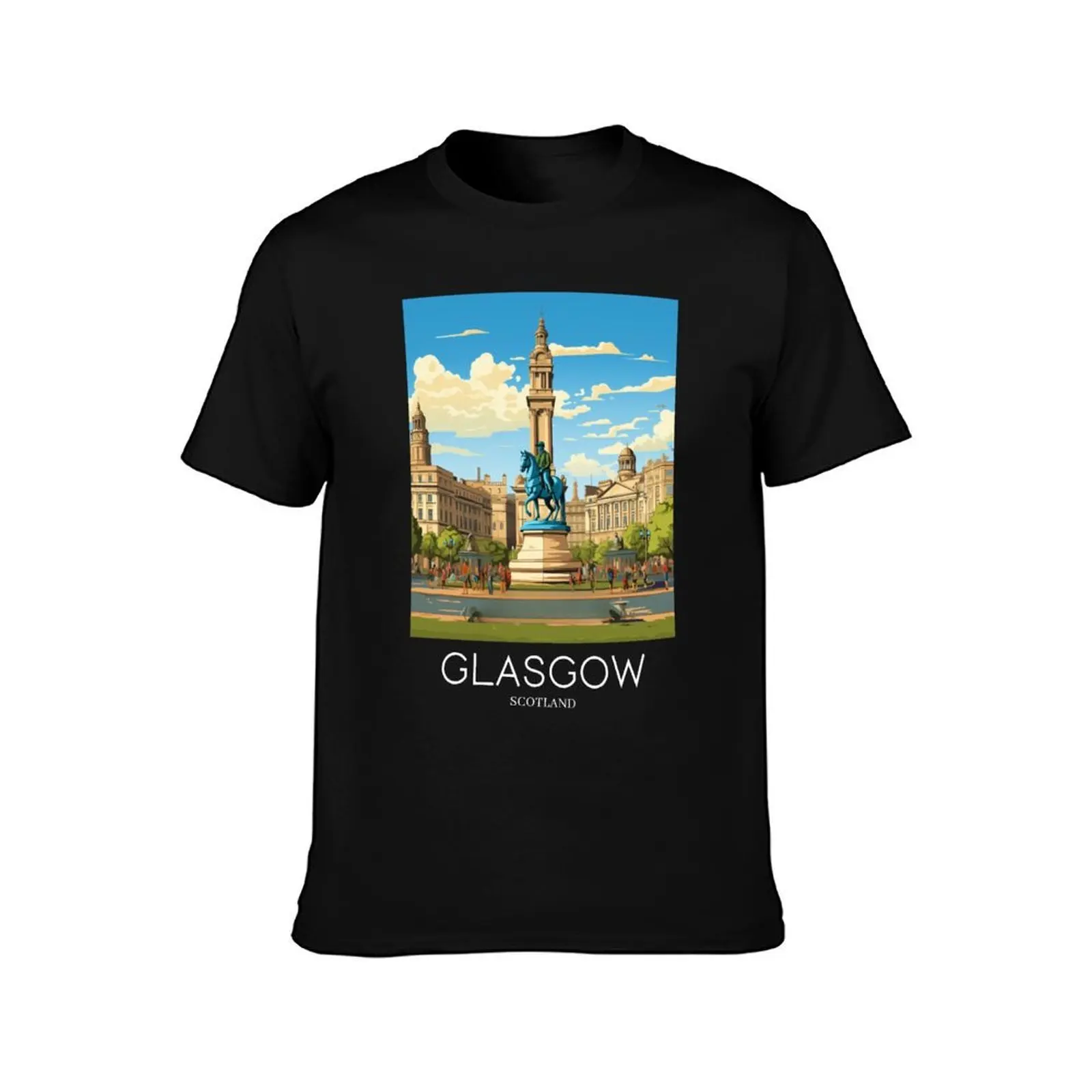 A Pop Art Travel Print of Glasgow - Scotland T-Shirt, Summer Casual Cotton Tee, Oversized Streetwear Tops, Vintage Graphic Print