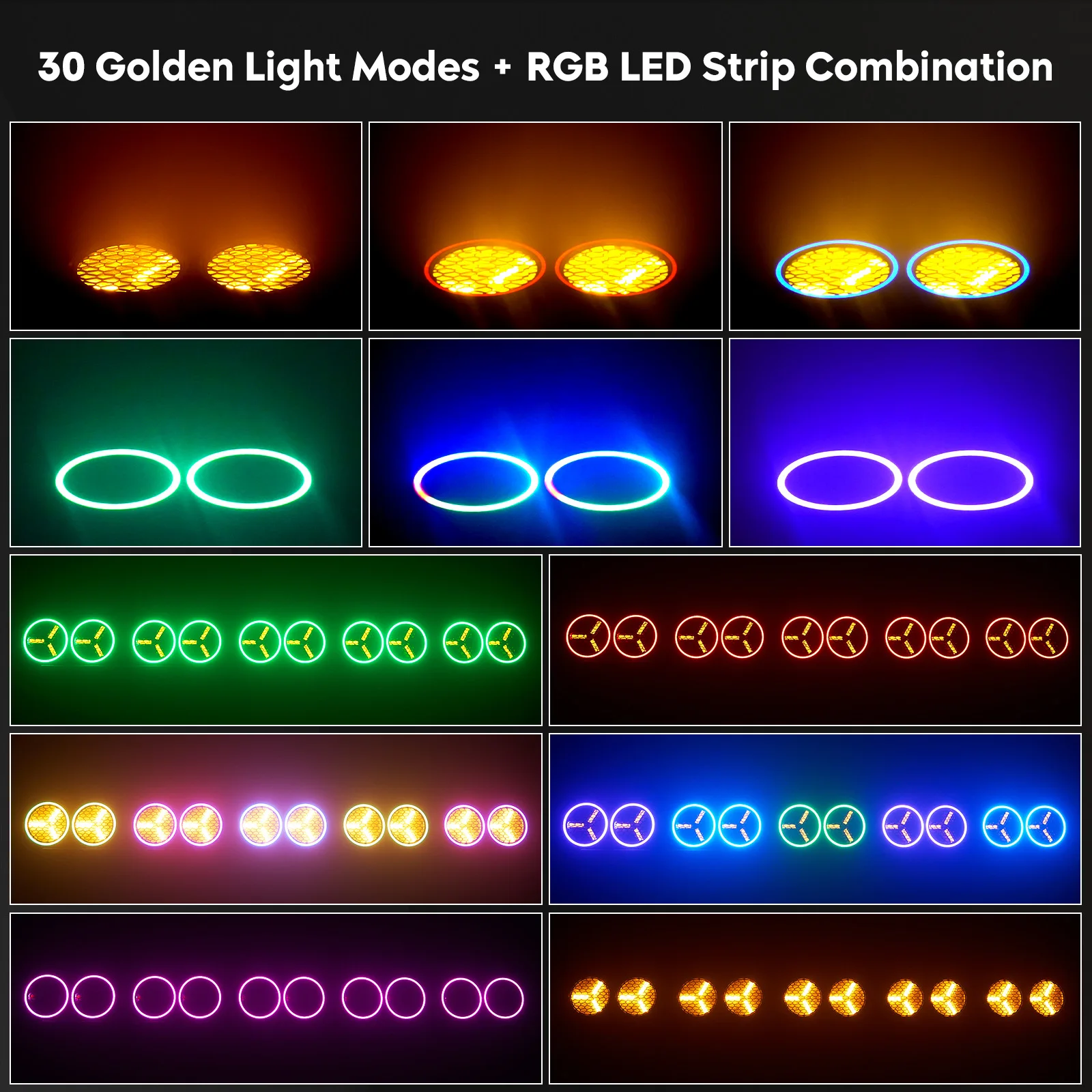 Fieryzeal 2PCS 200W LED COB Audience Light 2 Eyes Blinder Light 6x30W Strobe Stage Light con strisce RGB DMX512 Retro Par Light