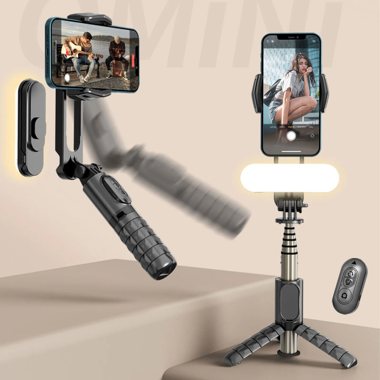 

Fill Light Selfie Stick Gimbal Stabilizer Bluetooth Tripod W/ Remote Control for Huawei Xiaomi Iphone for Vlogging Selfie