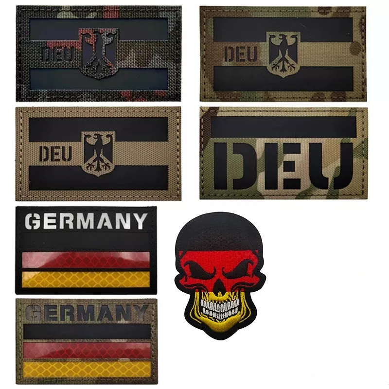 3D Germany Flag Infrared IR Reflective Embroidered Patches Deutschland German Patches Eagle Embroidery Badges