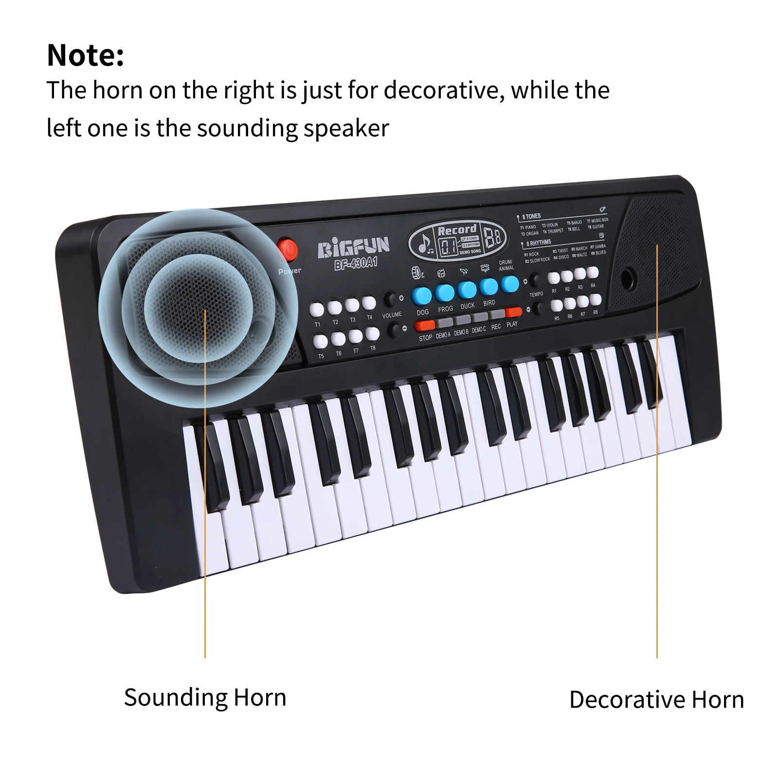 37 Keys USB Electronic Organ Kids Electric Piano with Microphone Black Digital Music Electronic Keyboard Built-in Stereo Speake