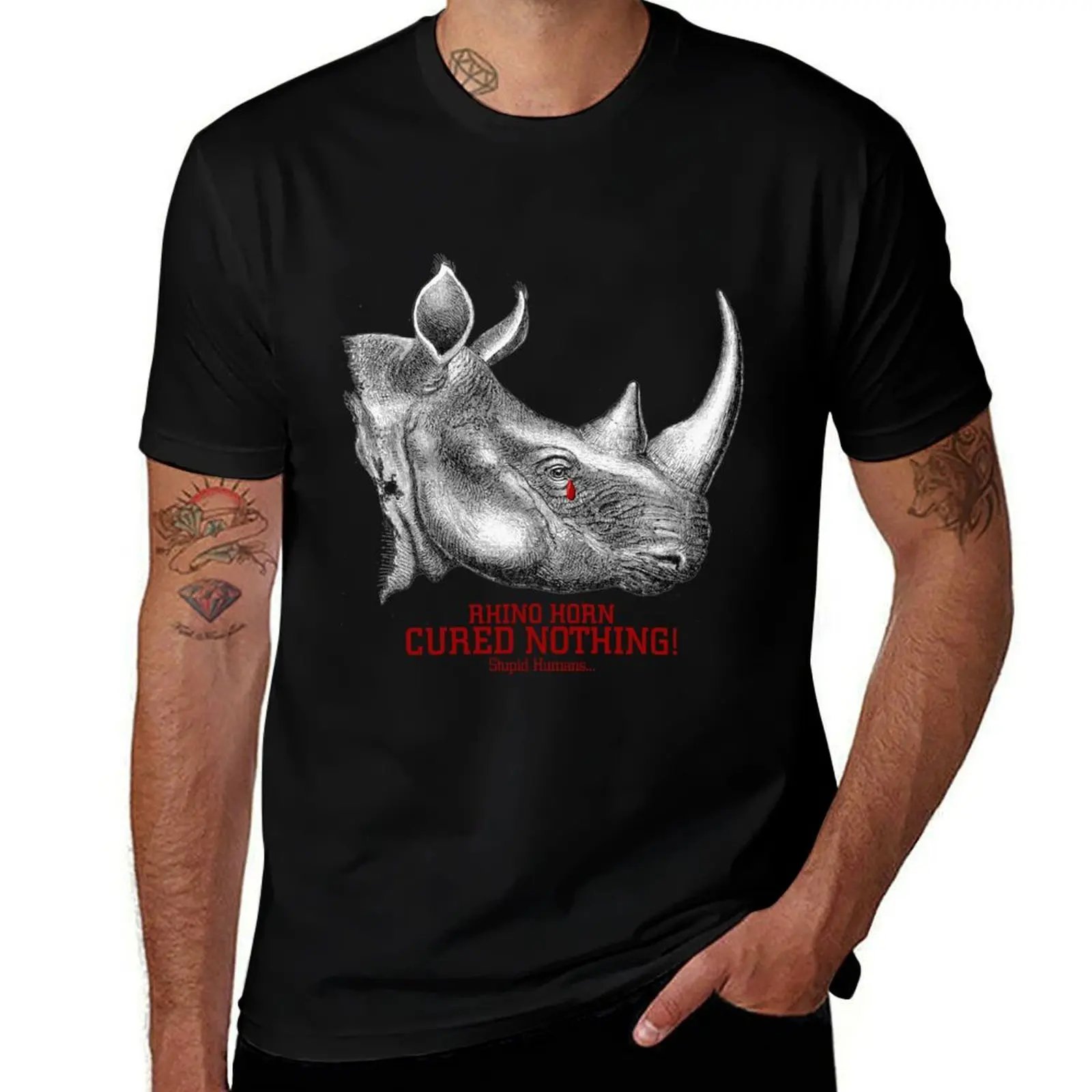 Rhino Horn Cured Nothing! T-Shirt Novelty Graphic Tee Shirt T-Shirt