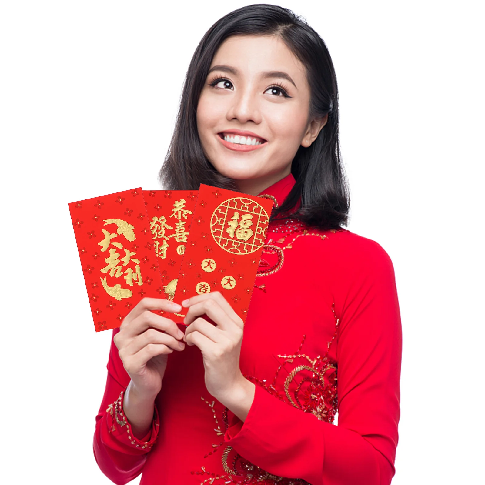 30Pcs Traditional Red Envelopes Delicate Hong Bao New Year Favor Festive Decorations Light Weight Bright Red Color Long