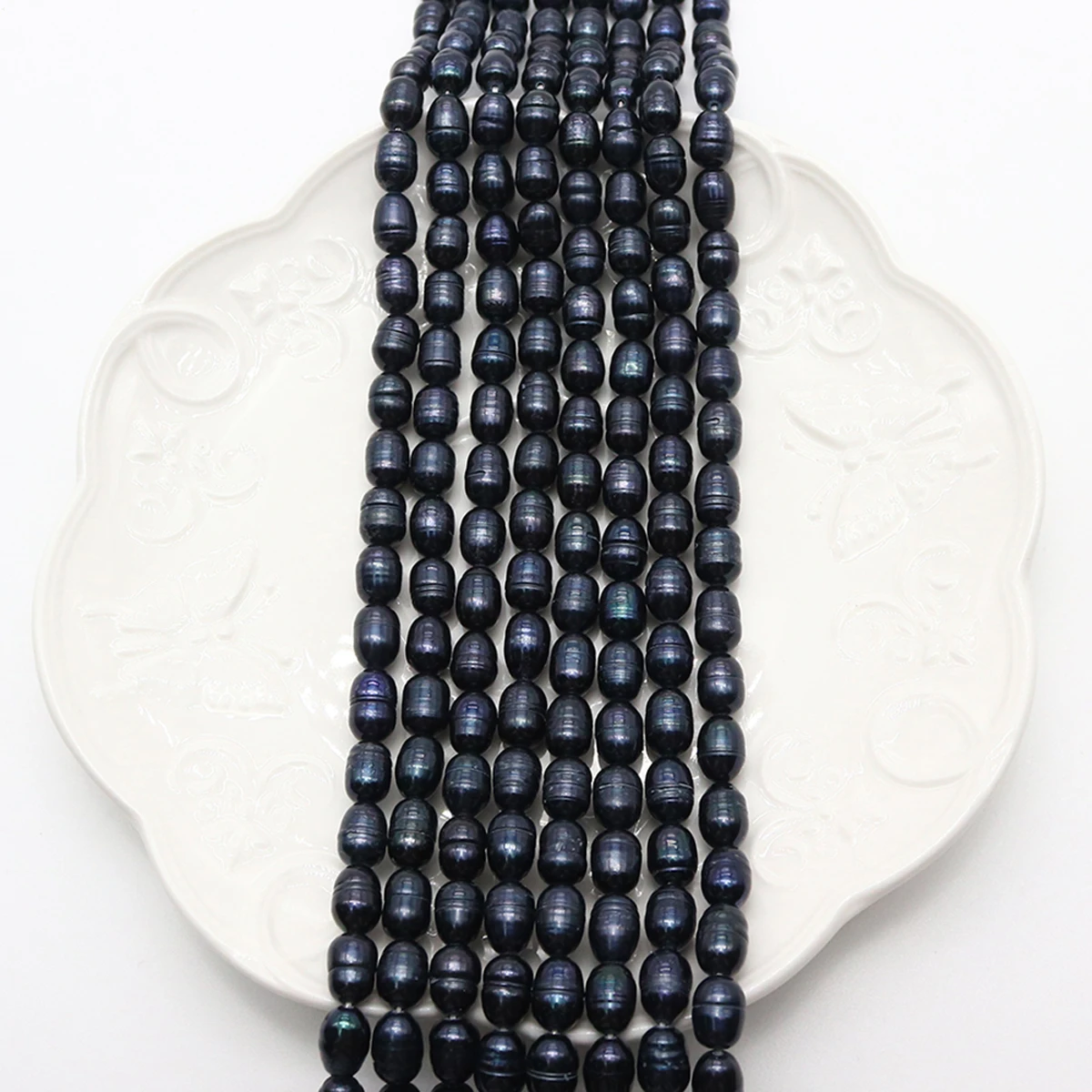 5-6mm 100% Natural Freshwater Pearl Black Rice Loose Spacer Beads for Jewelry Making Supplies DIY Necklace Bracelet Accessories