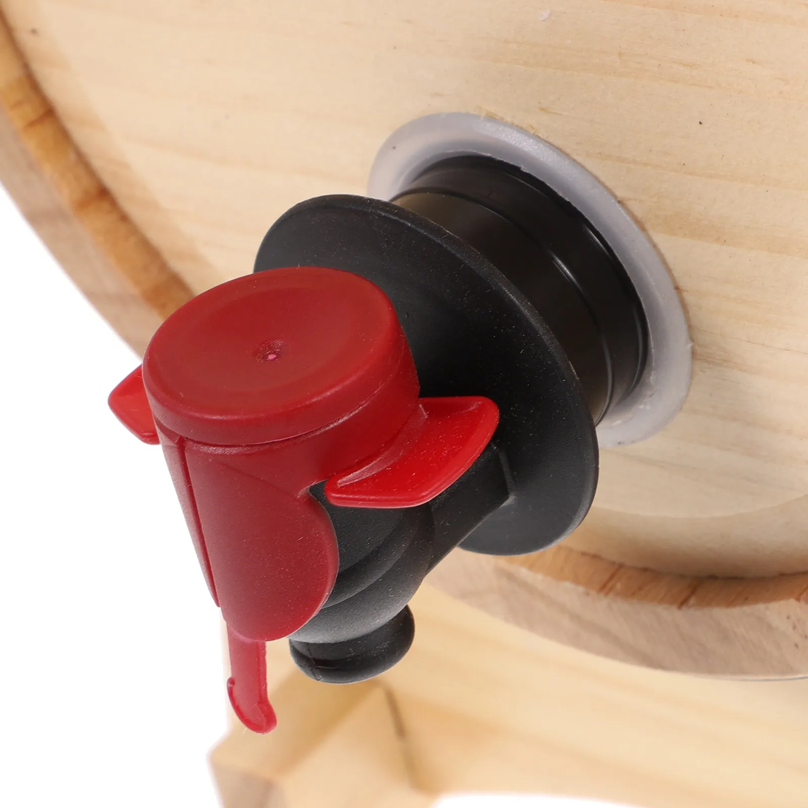 

1Pcs Wooden Wine Barrel Red Color Beer Barrel Dispenser Handcrafted Bucket for Home Bar Practical Wood Bucket Bar Props