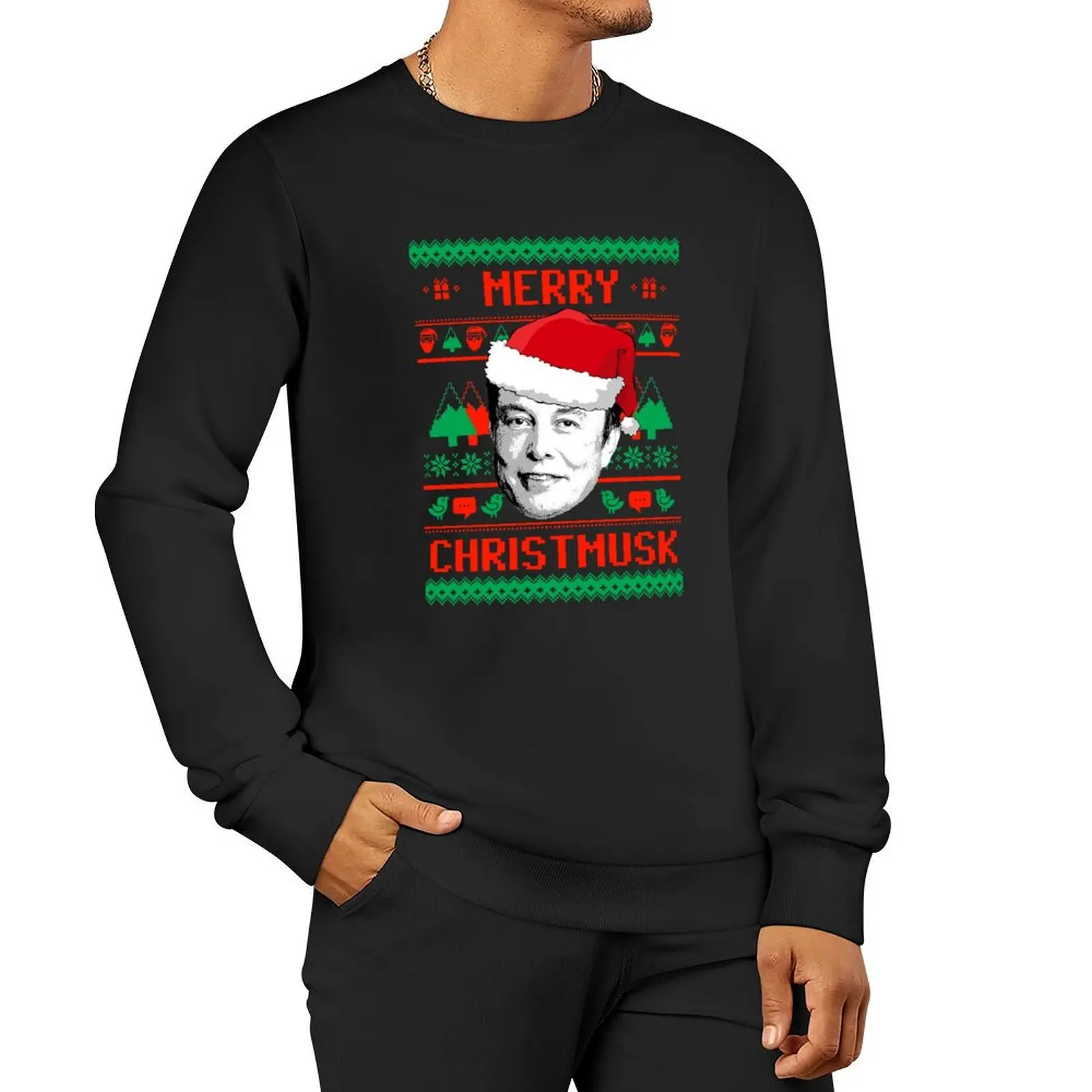 

Merry Christmusk Pullover Hoodie male clothes men's clothing sweatshirt for men