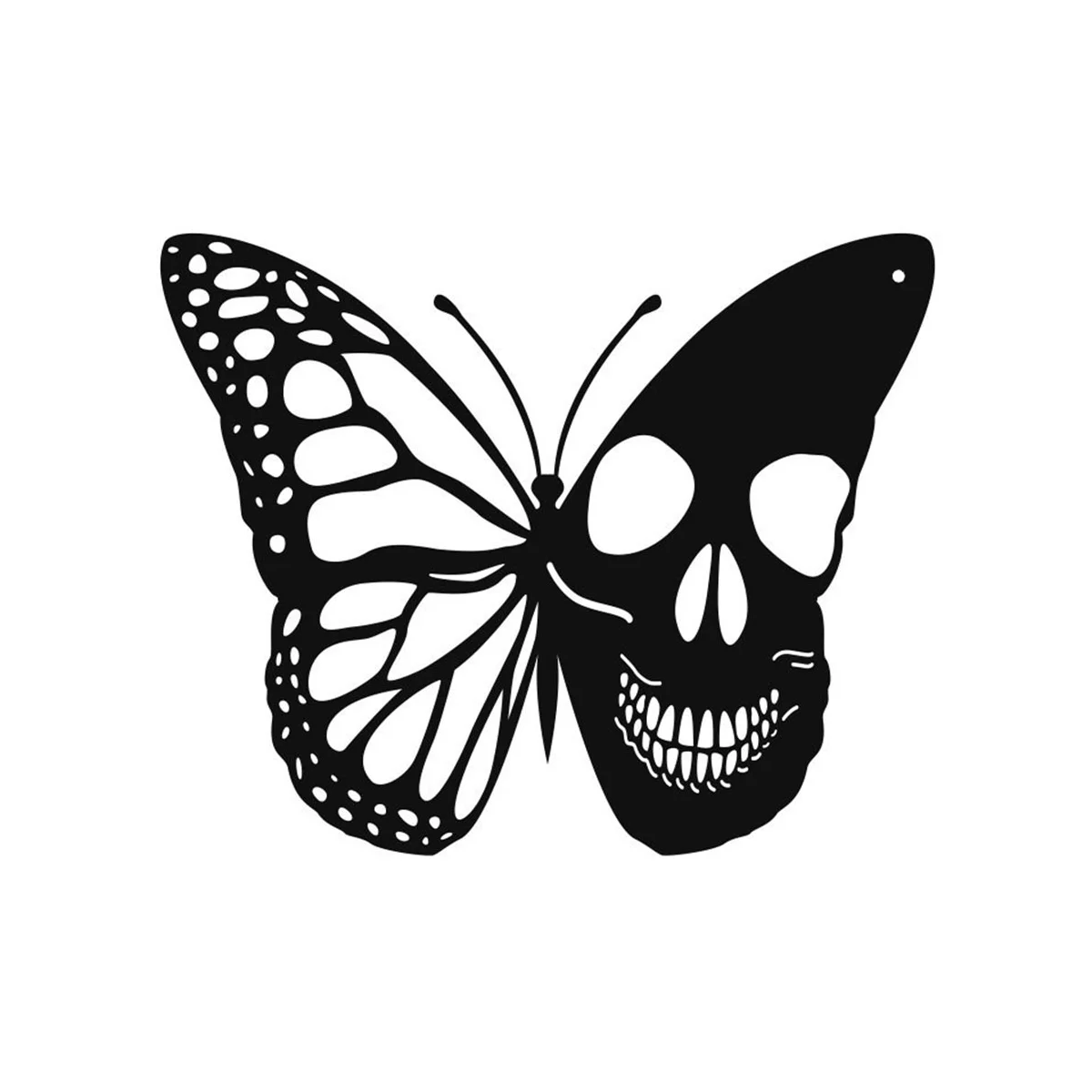 Skull Butterfly Metal Wall Art Decor Wall Hanging Plaques Ornament Iron Wall Sculpture Sign for Indoor Outdoor Home B