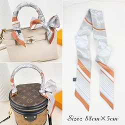 European Spring New Carriage Geometric Stripe Women's Twill Ribbon Scarf Binding Bag Handle Ribbon Hair Band Small Scarf