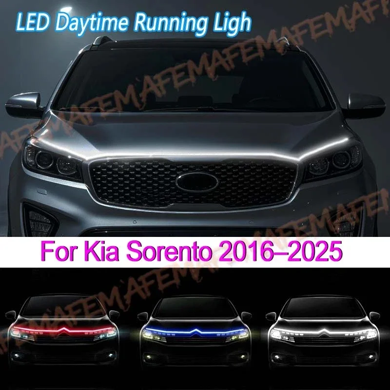 

Scan Starting Led Car Hood Light Strip Decorative Lamp Flexible DRL For Kia Sorento 2016-2025 Running Lights Headlight Strips
