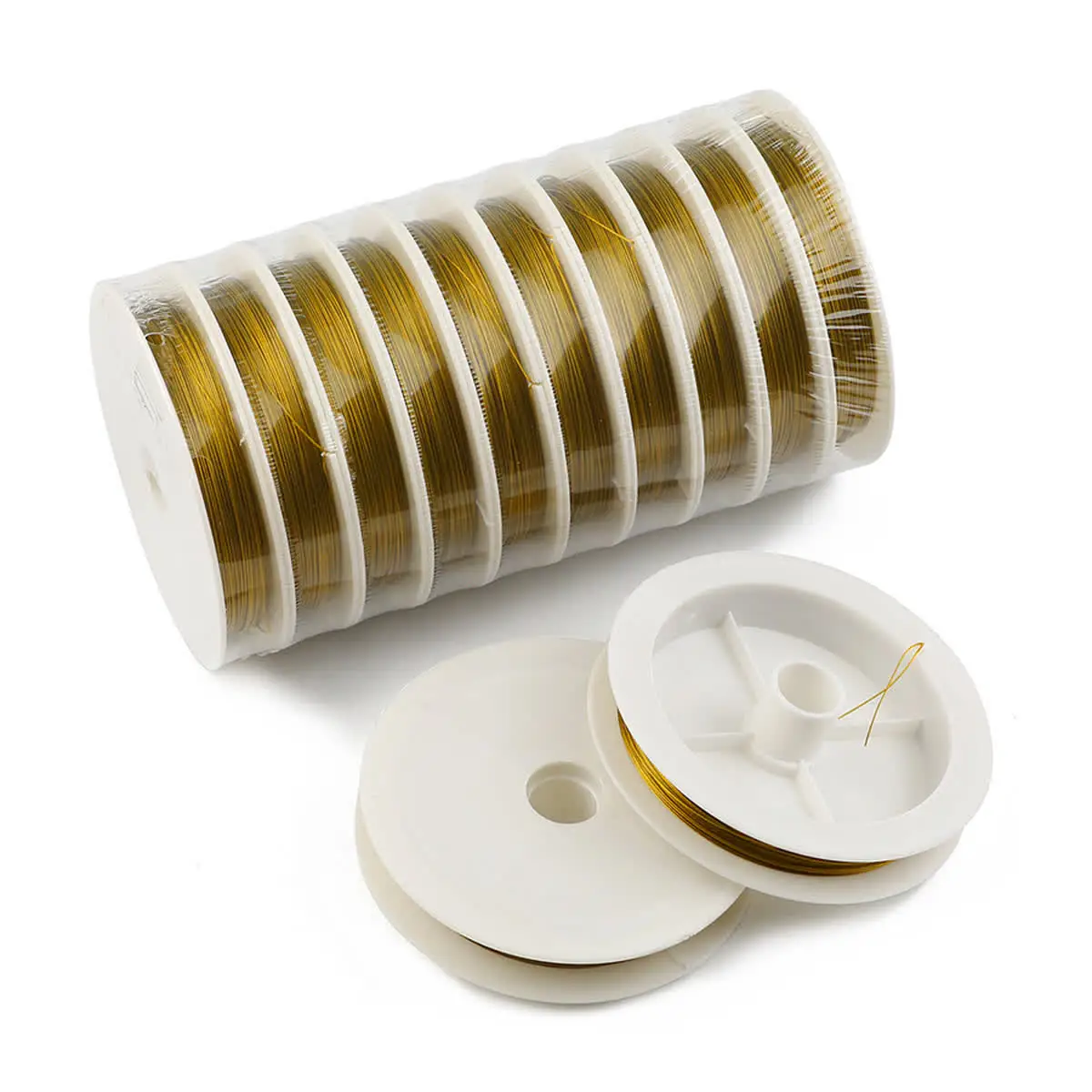 1/5Roll Gold Stainless Steel Beading Wire 0.3-0.7mm Multi-Size Metal Cord Thread for DIY Jewelry Necklace Bracelet Making