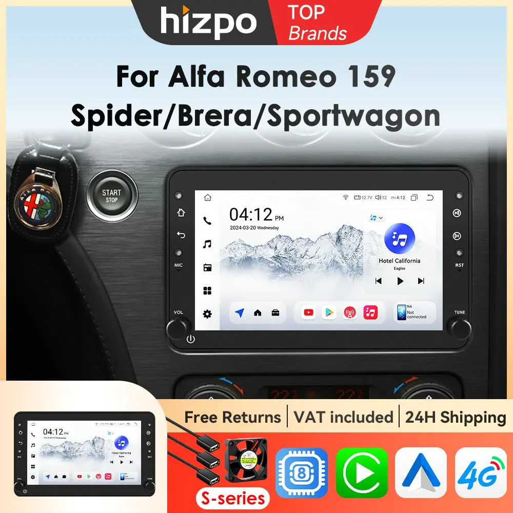 Hizpo Android All-in-One Radio Per Alfa Romeo 159 Brera Spider Sportwagon Auto Multimedia GPS 4G Autoradio Wwireless Carplay WIFI