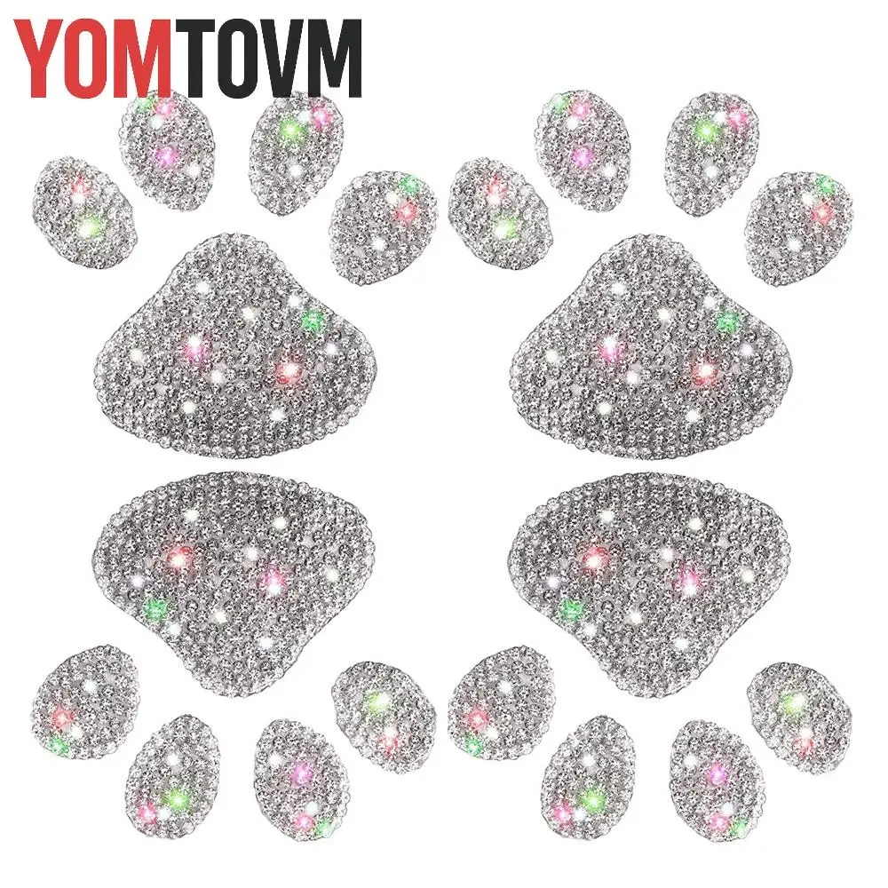 Bling Rhinestone Paw Decals  White Crystal Car Stickers  Bling Dog Paw Print Car Stickers  Crystal Car Decoration Stickers