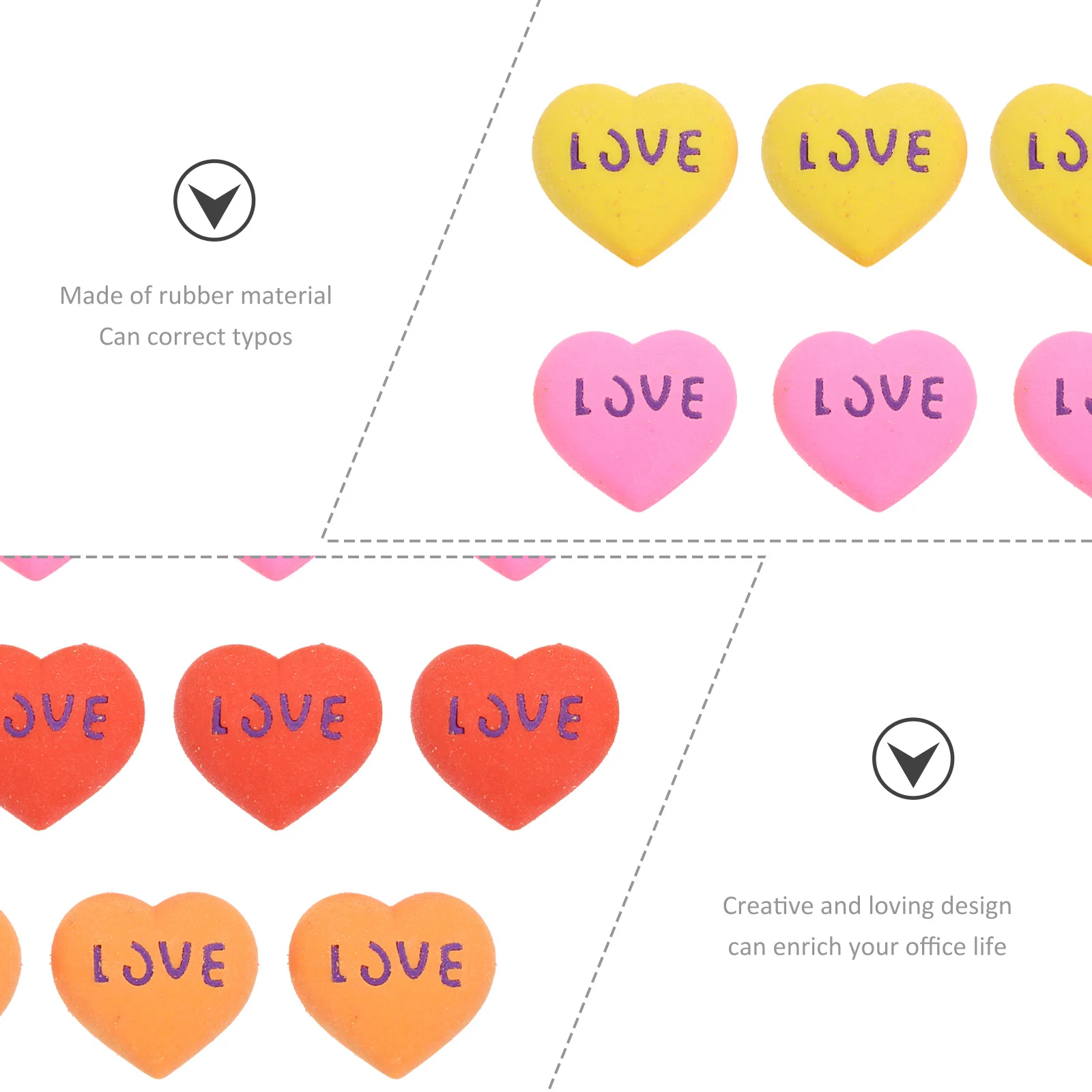 

15Pcs Adorable Heart Shape Pencil Eraser Exquisite Craftsmanship Not Easy to Fade Ideal for School Study Accessory Valentine Day