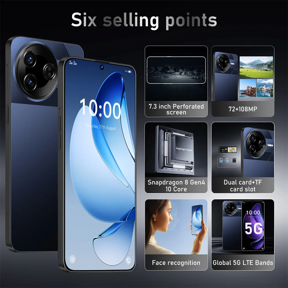 حار جديد وأصلي F7 Ultra ذكي 4G 5G بطاقة مزدوجة الاستعداد المزدوج نظام أندرويد 15 22GB + 2TB الإصدار العالمي بطارية 7800mAh