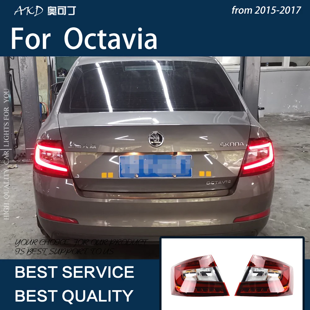 Car Lights For Skoda Octavia 2015-2017 LED Auto Taillight Assembly Rear Lamp Dynamic Turn Signal Highlight Accessories Upgrade