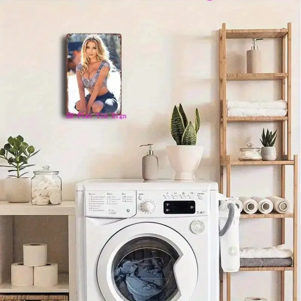 لافتة معدنية كلاسيكية من القصدير (8 × 12 بوصة) - فن جداري نسائي مسطح ثنائي الأبعاد، متين، سهل التركيب، لا حاجة إلى طاقة #4