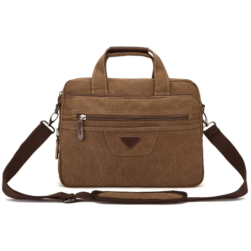 Men's Canvas Messenger Bag Briefcase Business Laptop Handbag Shoulder Bag Crossbody Bags Multiple Pockets Durable Travel Bag