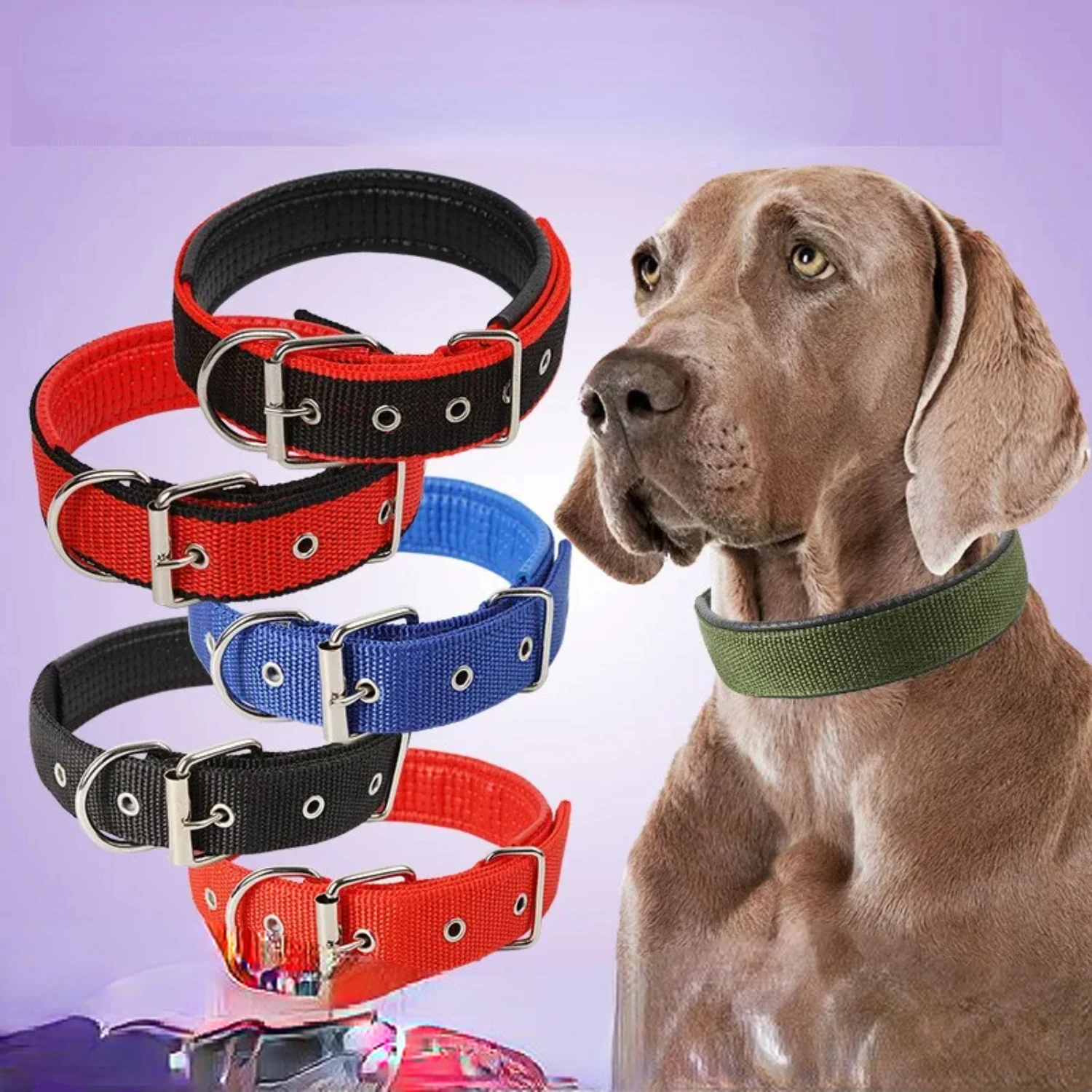 Adjustable Premium Soft Comfortable Cotton Dog Collar - Stylish and Ideal Accessory for Golden Retrievers, Bulldogs, and More - 