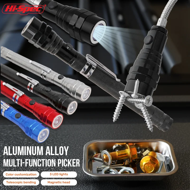 

Светодиодный светильник, телескопический сильный магнитный металлический инструмент для захвата винтов с железным всасывающим стержнем, сделай сам, магнитный металлический присоской, инструмент для захвата ​