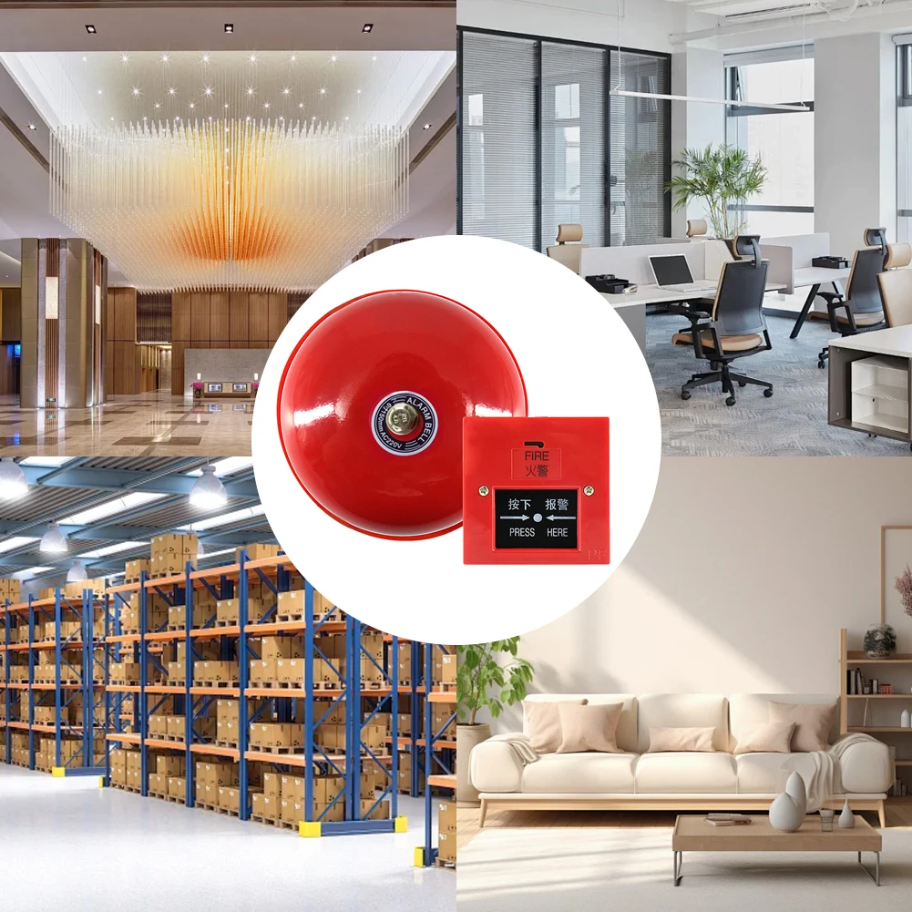 Manual Call Point Fire Alarm Metal Fire Control Fire Warning Siren Internal Strike Alarm Bell for Home Or Office Accessories