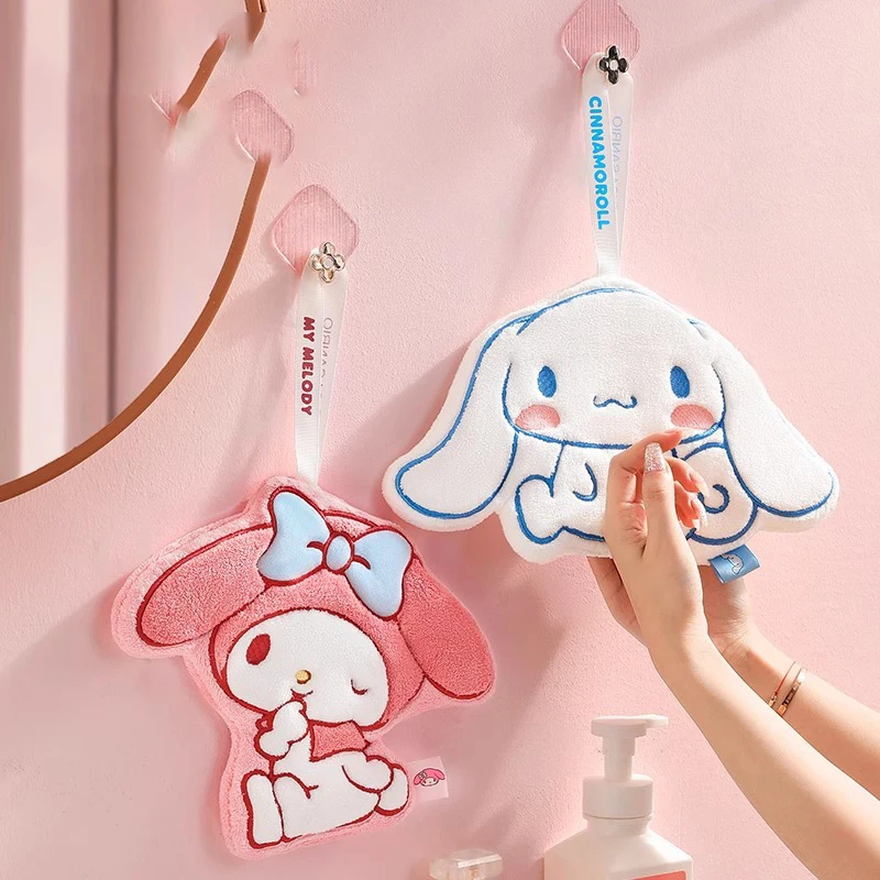 

New Sanrio hanging household hand towel Cute absorbent quick drying kitchen specific non shedding hand washing cloth Gifts Toys