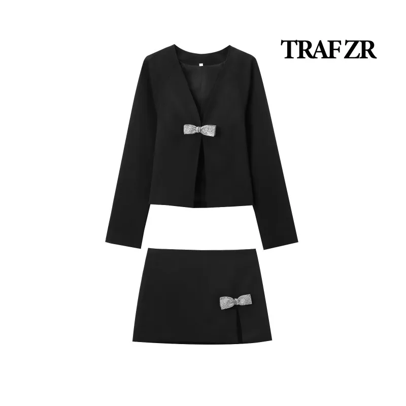 

TRAF ZR Sets Short Mini Skirts Sets Two-piece Suits for Elegant Women Vacation Outfits Woman 2024 Minimalist Set Dress Suit