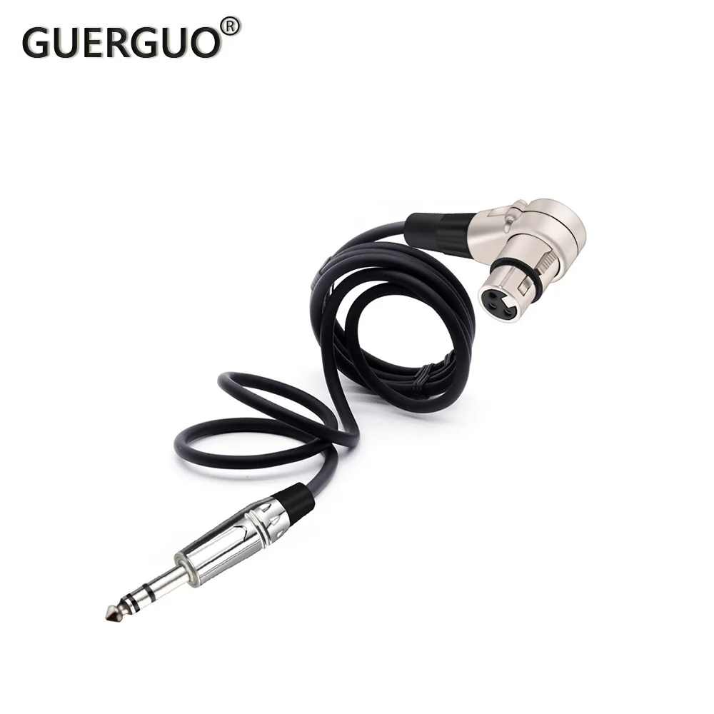 

6.35mm Stereo Jack 3pins XLR Connector Head 90 Degree Right Angle Female Micphone Plug Audio Cable Curved Multi-directional