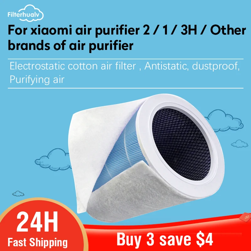 10 pçs eletrostático algodão anti-poeira purificador de ar filtro para xiaomi mi 1/2/2s hepa filtro de ar universal purificador de ar pm2.5