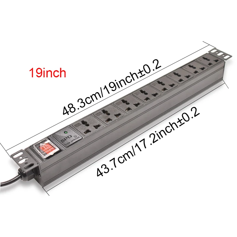 Imagem -06 - Pdu Power Strip Cabinet Mount Tomadas Universais Proteção contra Surto 2meter Cord Soquete Medidor Digital Maneiras 19