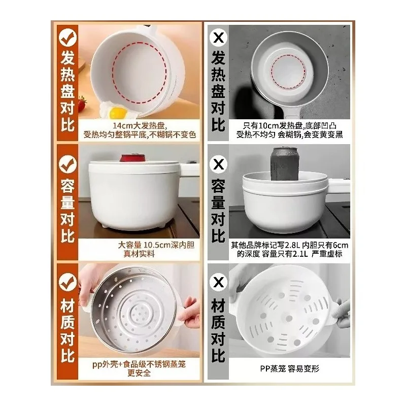 Multifunctional Mini Electric Cooker 1‑Person Non‑Stick Hot Pot Steamer for Dorm Household Cooking