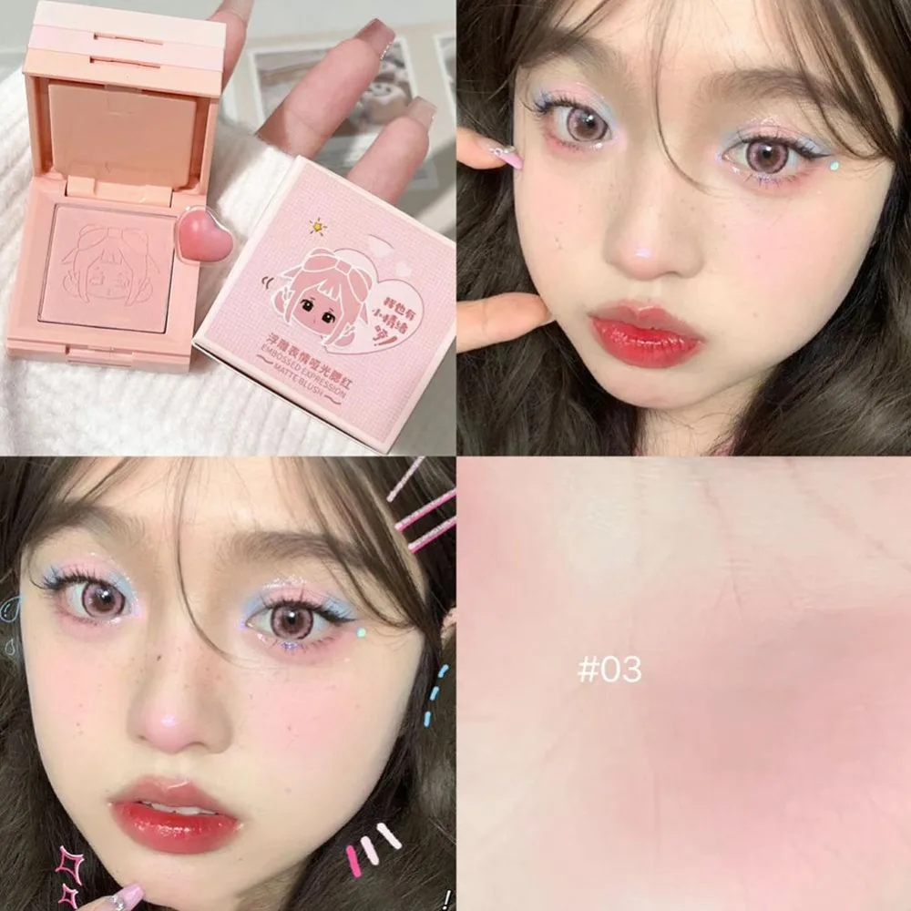 New Blush Palette Cream Blush Palette for Cheeks Embossed Emotion Blush Natural Cheek Contour Tint Peach Pink Face Blusher