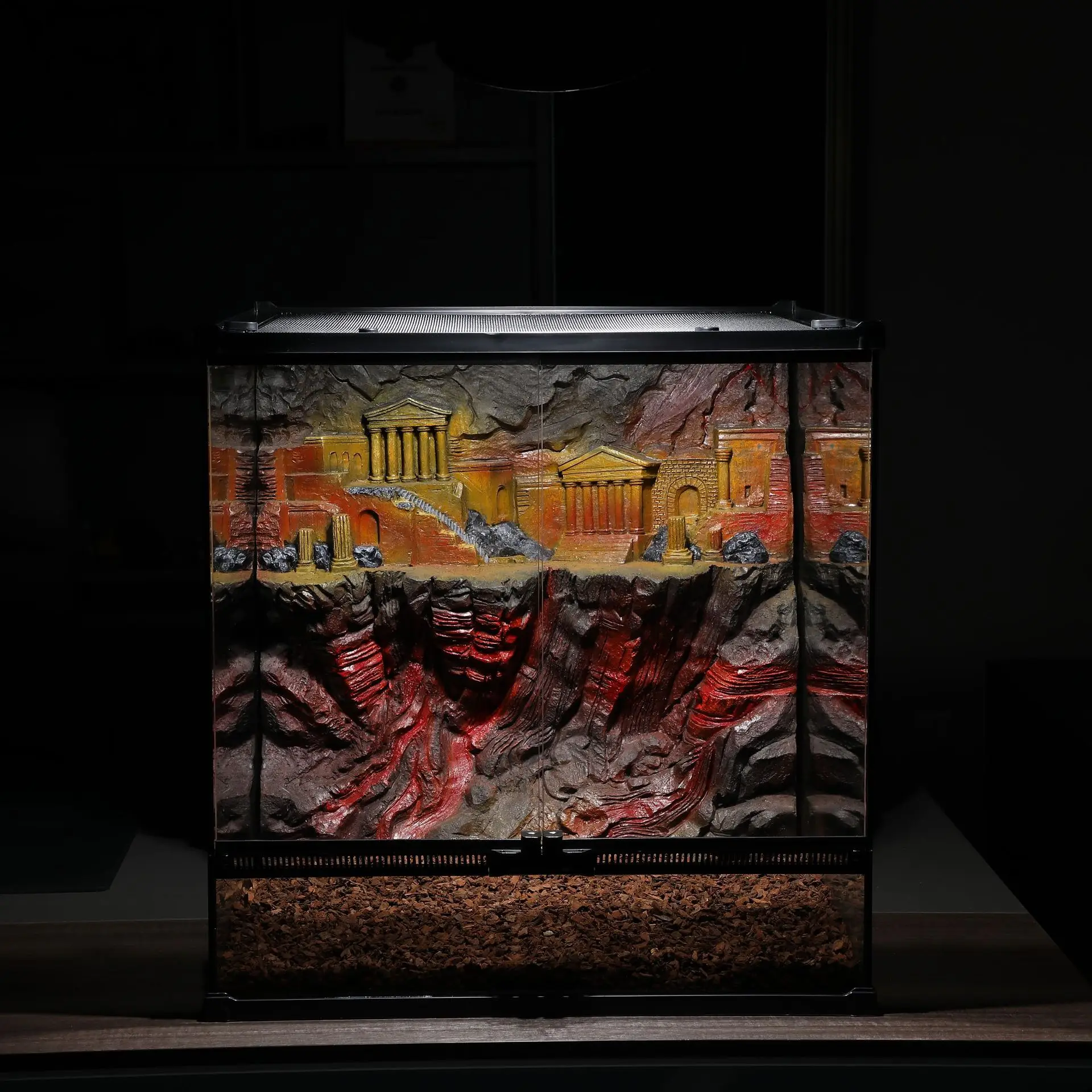 One piece is sent on behalf of 606060 climbing pet feeding box, glass tank feeding box with simulation landscaping background