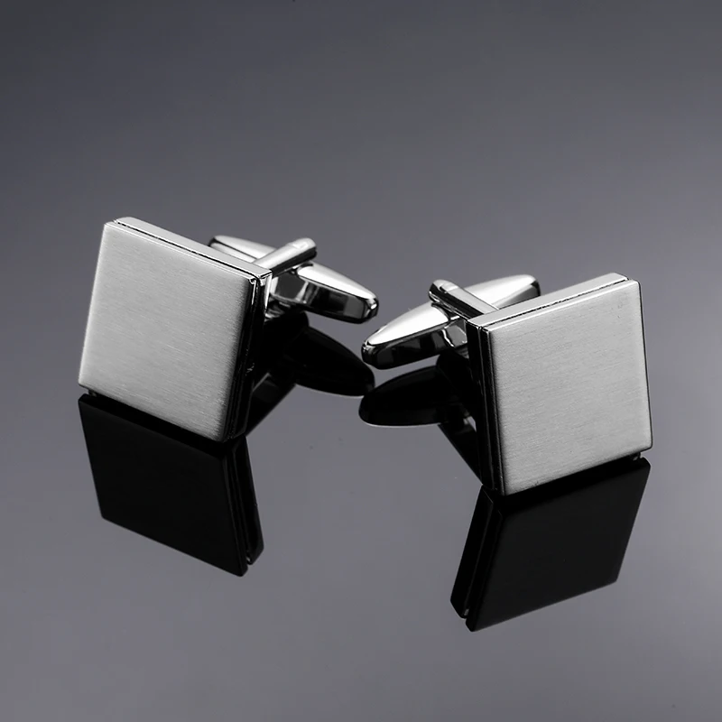Luxury men's French shirt cufflinks square wire drawing laser metal cuffs buttons business suit accessories jewelry wholesale
